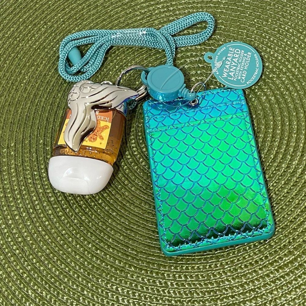 BBW Mermaid Lanyard, PocketBac holder, key ring, card holder, one sanitizer NWT